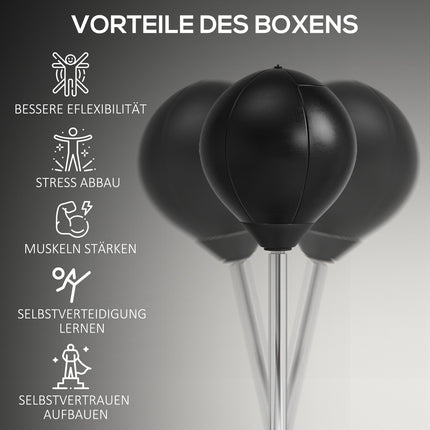 Verstellbares Punchball-Set, 125-145 cm mit Handschuhen und Pumpe