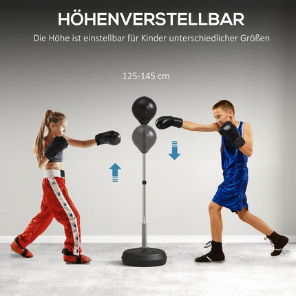 Verstellbares Punchball-Set, 125-145 cm mit Handschuhen und Pumpe
