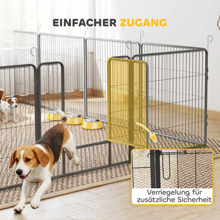 Welpenlaufstall, 16 Elemente, faltbar mit Tür, 3,2 m x 3,2 m
