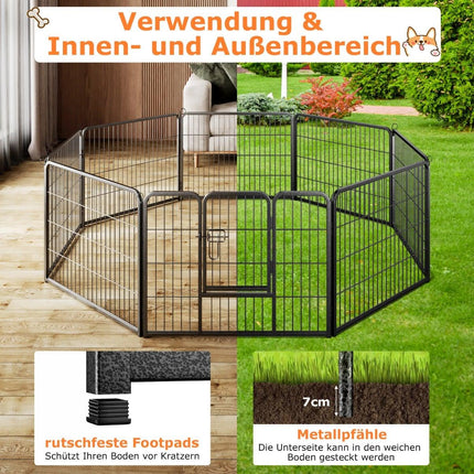 Ohrádka pro štěňata, výška 60cm, skládací kovový plot z 8 panelů