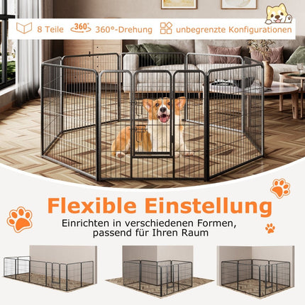 Puppy Playpen, 80cm High, 8-Panel Foldable Metal Fence
