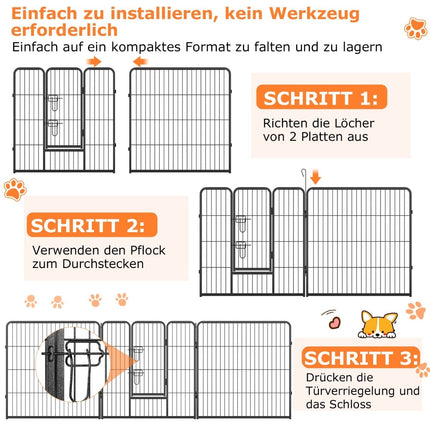 Puppy Playpen, 80cm High, 8-Panel Foldable Metal Fence