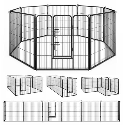 Puppy Playpen, 80cm High, 8-Panel Foldable Metal Fence