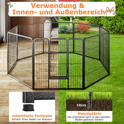 Puppy Playpen, 80cm High, 8-Panel Foldable Metal Fence