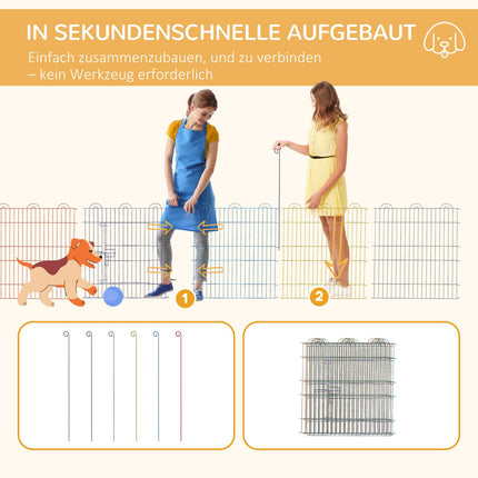 Bunter Metall-Welpenauslauf mit Tür, 6-teiliger 60 cm Zaun