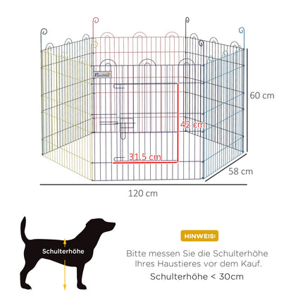 Bunter Metall-Welpenauslauf mit Tür, 6-teiliger 60 cm Zaun