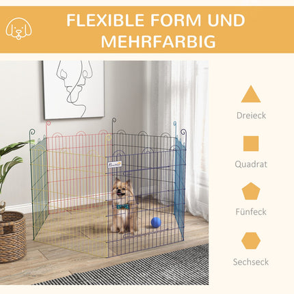 Bunter Metall-Welpenauslauf mit Tür, 6-teiliger 60 cm Zaun