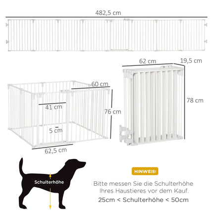Outdoor Dog Playpen with Door - Collapsible, 8 Panels, White