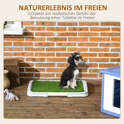 Hundetoilette mit Kunstrasen, blau, 63x48,5 cm