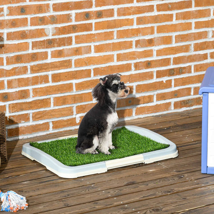 Hundetoilette mit Kunstrasen, blau, 63x48,5 cm