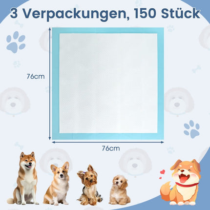Welpen-Trainingsunterlagen, auslaufsicher, 76x76 cm, 150 Stück