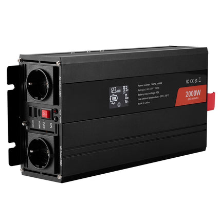 Pure Sine Wave Inverter 2000W, 12V To 230V, USB-C, Remote