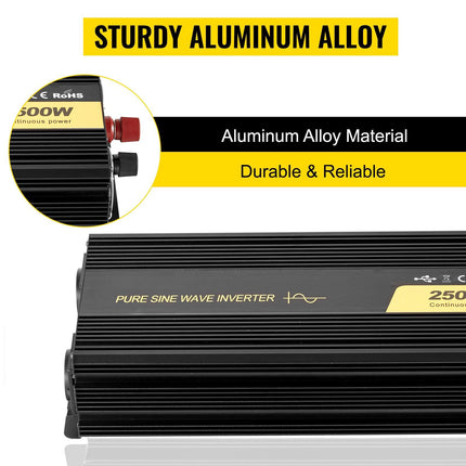 Pure Sine Wave Inverter 2500W, 12V-230V, LCD Remote