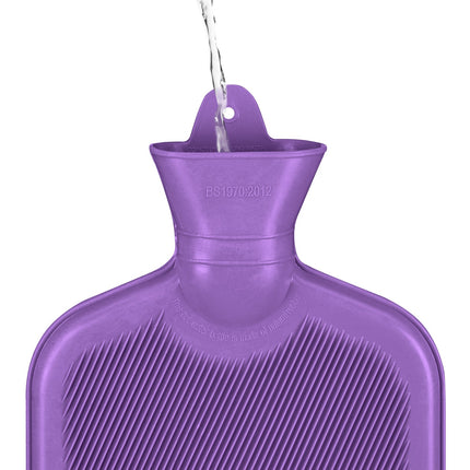 Lila Wärmflasche 2L, auslaufsicher, Schmerzlinderung