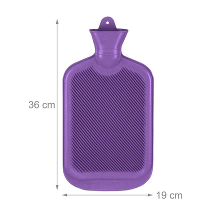 Lila Wärmflasche 2L, auslaufsicher, Schmerzlinderung