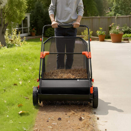 Push Lawn Sweeper, 26 in Sweep, 7 cu ft Hopper Bag