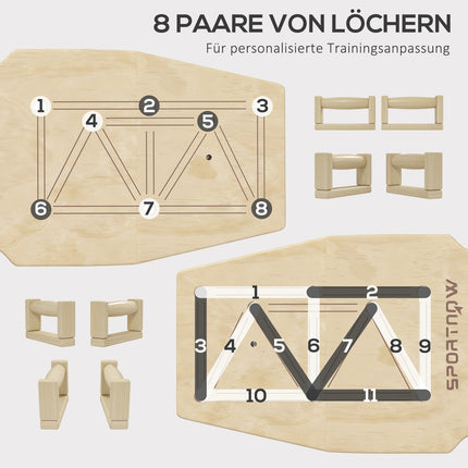 Liegestützgriffe aus Holz mit Widerstandsbändern, 11 Übungen