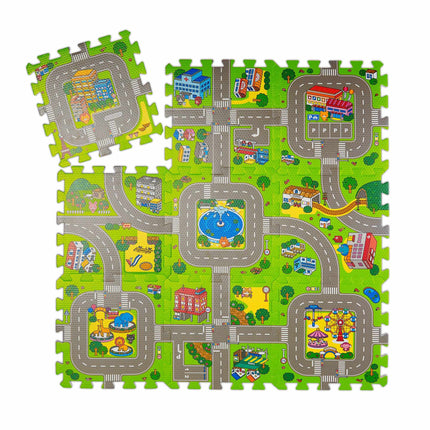 Puzzlematte Straße mit Tieren