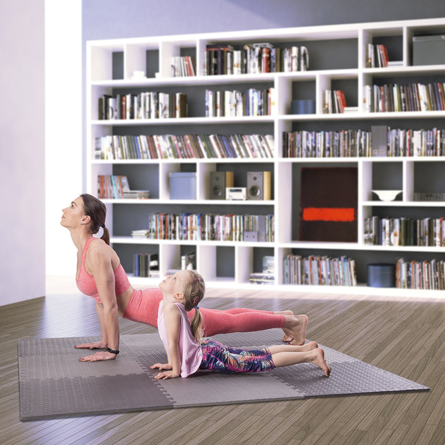 Puzzlematte für Fitnessgeräte, Dunkelgrau, 9 Teile