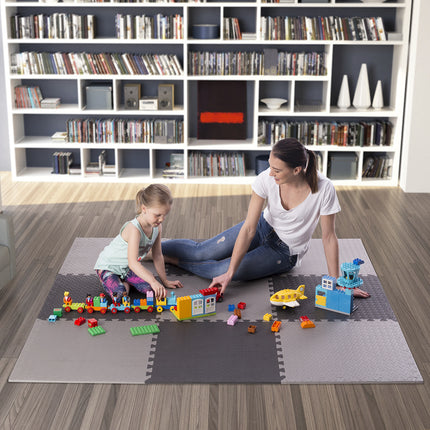 Puzzelmatte für Fitnessgeräte, Hellgrau, 9 Teile