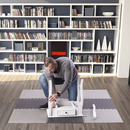 Puzzelmatte für Fitnessgeräte, Hellgrau, 9 Teile