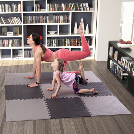 Puzzelmatte für Fitnessgeräte, Hellgrau, 9 Teile