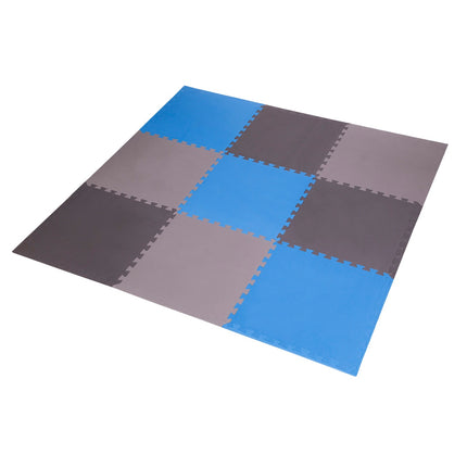 Puzzle-Schutzmatten-Set, 60x60x1cm, 9-teilig, Grau-Blau