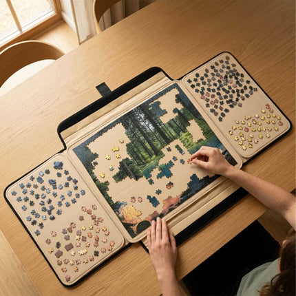 Puzzle Tray with Handle, 2 Compartments, Non-Slip Surface
