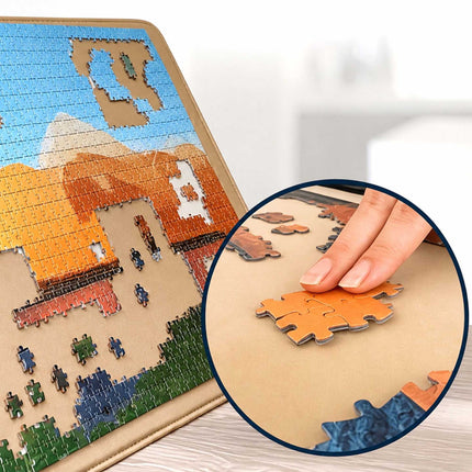 Puzzle Tray with Handle, 2 Compartments, Non-Slip Surface