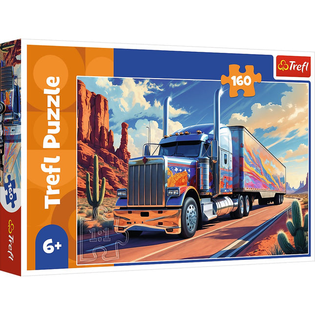 Puzzle Lastwagen, 160 Teile, Thema „Unterwegs“