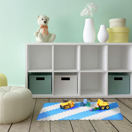 Tapis puzzle bleu-blanc