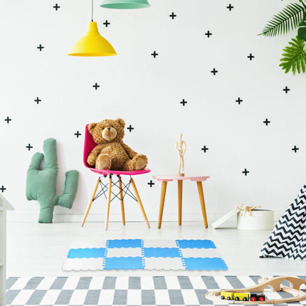 Tapis puzzle bleu-blanc