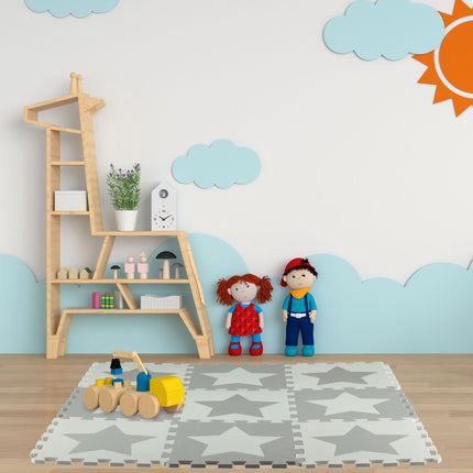 Puzzle mat stars light grey