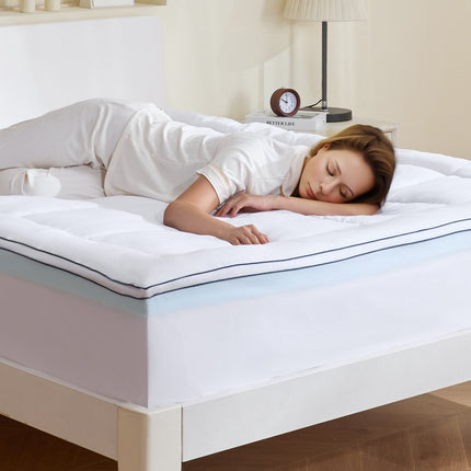 Queen Memory Foam Mattress Topper 3 in, 60 x 80 in, Cooling Gel
