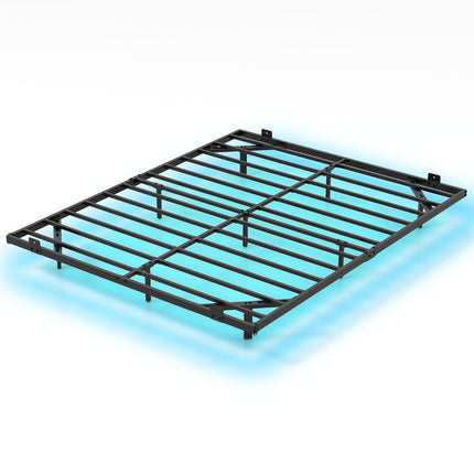 Queen Size Floating Bed Frame with LED Lights, Metal, 160x200 cm