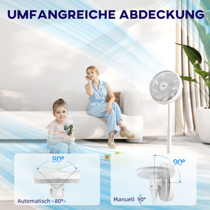 Quiet pedestal fan with remote control, 12 speeds, sleep mode