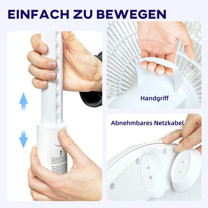 Quiet pedestal fan with remote control, 12 speeds, sleep mode