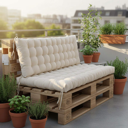 Gestepptes Gartenbankkissen mit Bändern