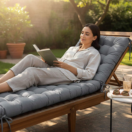 Quilted Garden Bench Cushion with Ties, Thick Filling