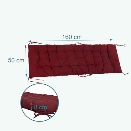 Quilted Garden Bench Cushion with Ties, Thick Padding