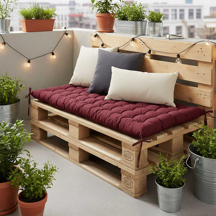 Quilted Garden Bench Cushion with Ties, Thick Padding