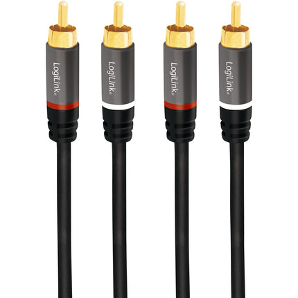 RCA audio kabel, 2x RCA samec na 2x RCA samec, 0.5m, pozlacený