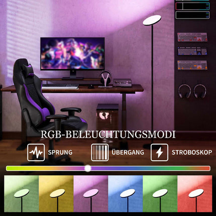 RGB Floor Lamp, Dimmable, Remote and Touch, Black