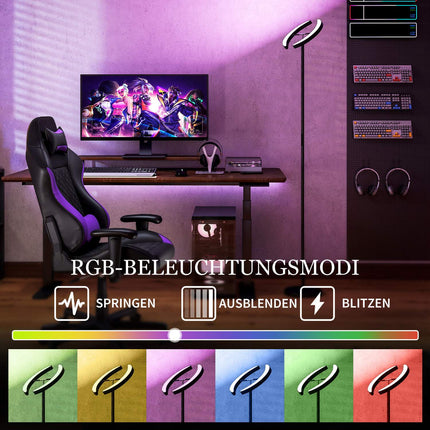 RGB Floor Lamp, Dimmable, Rotating Heads, Black