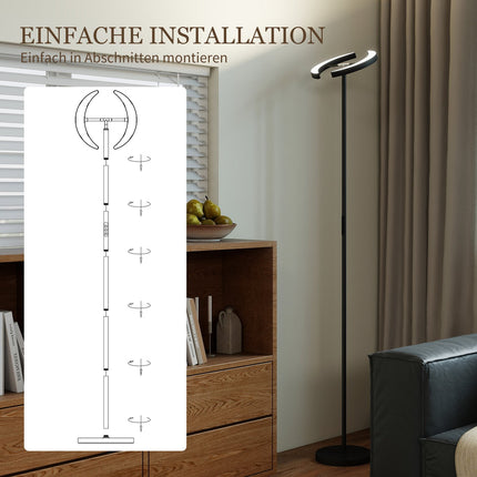RGB Floor Lamp, Dimmable, Rotating Heads, Black