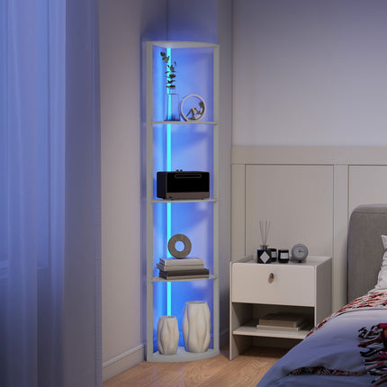 RGB LED Floor Lamp with Shelves, Dimmable, Remote Control