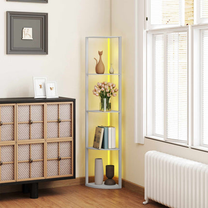 RGB LED Floor Lamp with Shelves, Dimmable, Remote Control
