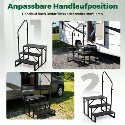 RV Step with Handrail – Heavy-Duty, Non-Slip, 65 cm Wide