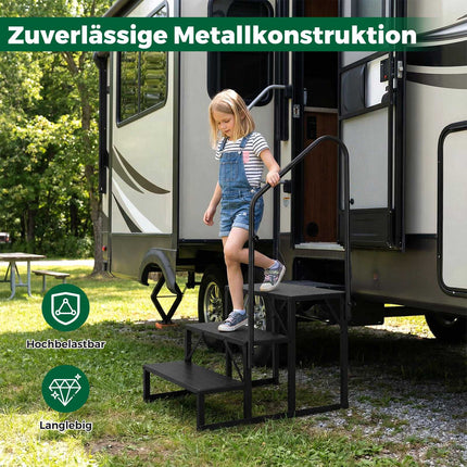 RV Step with Handrail – Heavy-Duty, Non-Slip, 65 cm Wide