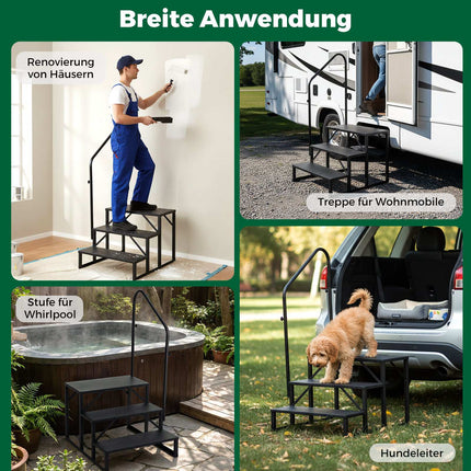 RV Step with Handrail – Heavy-Duty, Non-Slip, 65 cm Wide